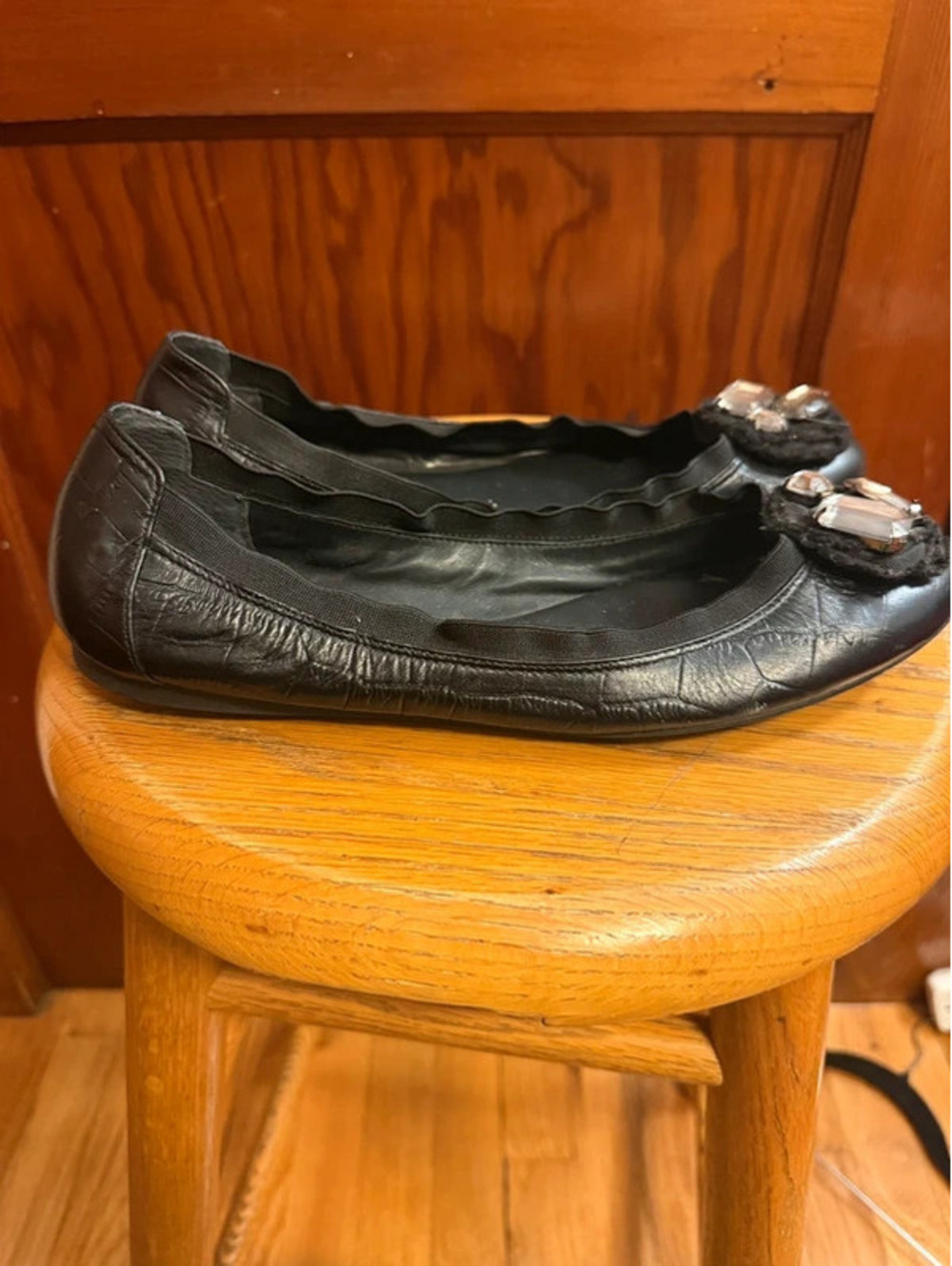 Kate Spade Jeweled Toe Ballet Flats in Black Size 9